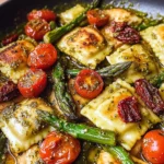 Chicken Ravioli with Basil Pesto and Veggies