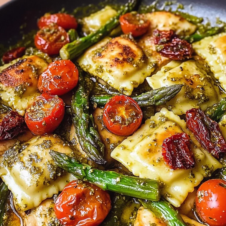 Chicken Ravioli with Basil Pesto and Veggies