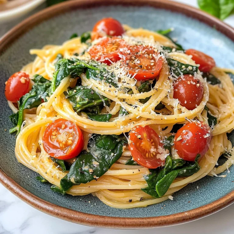 Pasta with Tomatoes and Spinach.