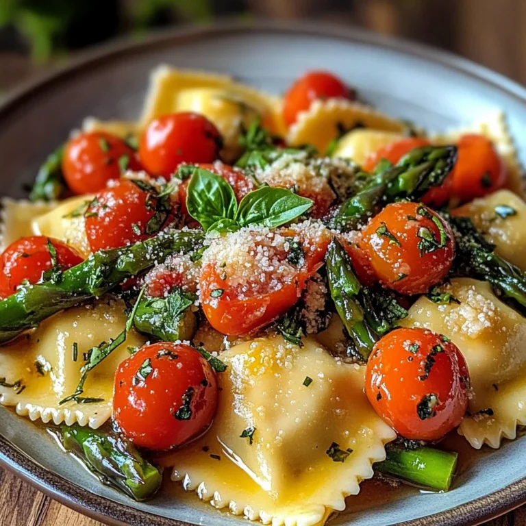 Ravioli with Tomatoes, Asparagus, Garlic, and Herbs