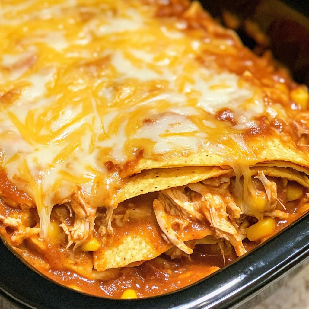 Slow Cooker Chicken Enchilada Casserole