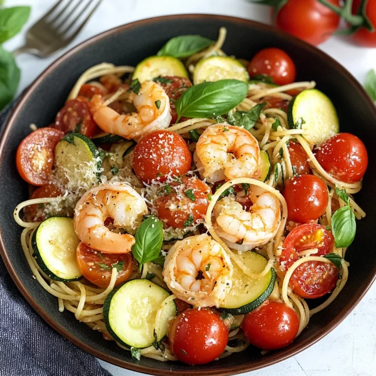 Tomato and Zucchini Pasta with Shrimp